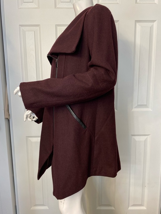French Connection Jackets & Blazers - French Connection Deep Burgundy Asymmetrical Pea Coat